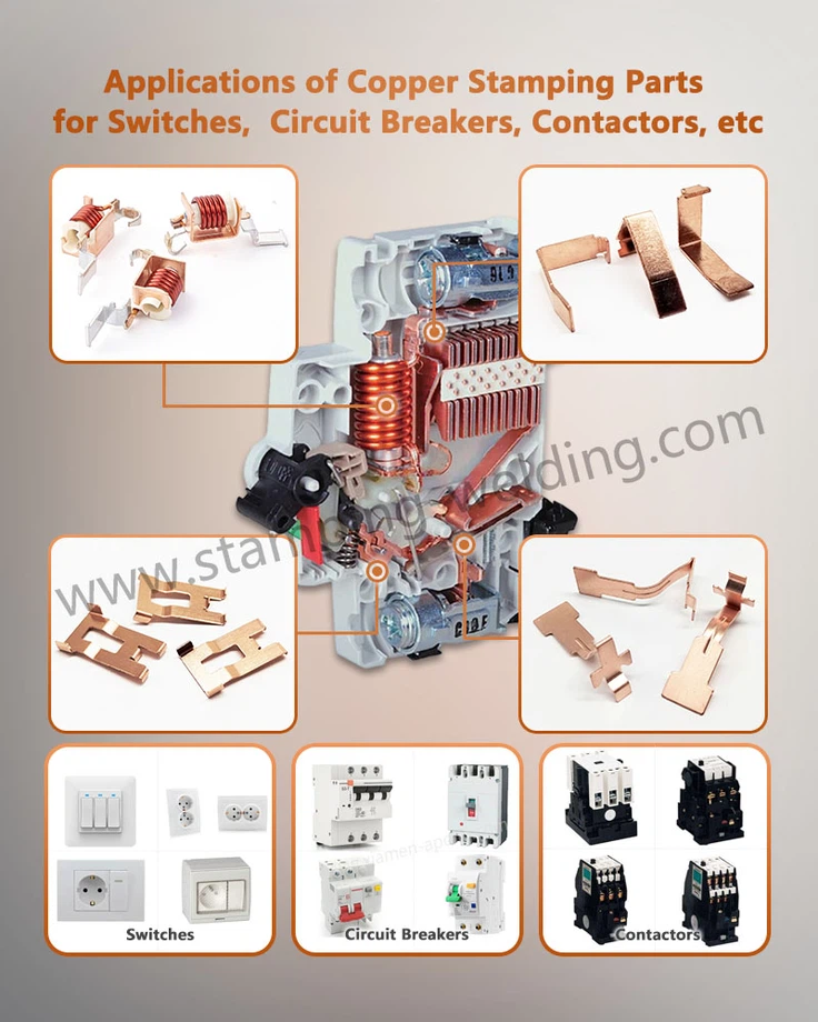 Applications of Copper Stamping Parts for Switches Circuit Breakers Contactors etc Applications of Copper Stamping Parts for Switches Circuit Breakers Contactors etc